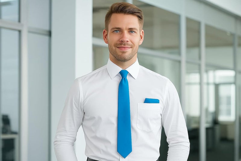 Trilece Ties for Men - Mens Solid Color Formal Necktie and Pocket Square Sets - Image 4